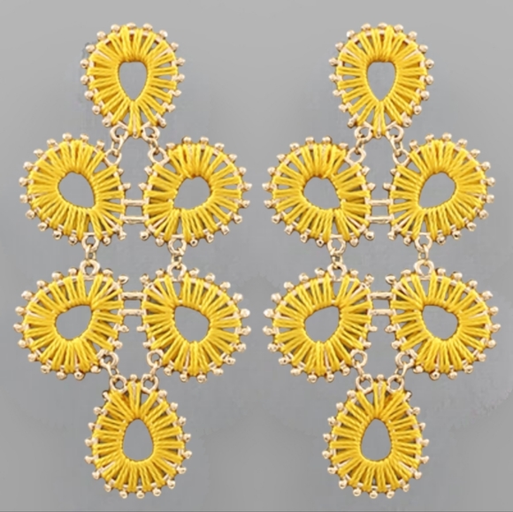 Thread Wrapped Chandelier Earrings - Picture 3 of 4